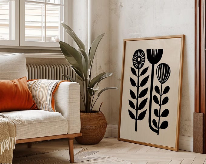 Scandinavian Art Norwegian Folk Art Floral Print Nordic Wall Art ...