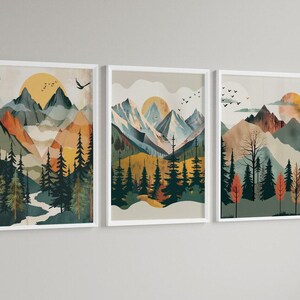 Boy Room Mountain Nursery Art Mountain Print Tree Nursery Decor Nursery Wall Art Adventure Theme Nursery Nordic Style Boys Room Prints image 7