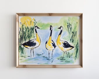 Farmhouse Nursery Print Vintage Nursery Goose Cottagecore Wall Art Vintage Duck Sketch Farmhouse Art Vintage Nursery Art Duck Wall Art