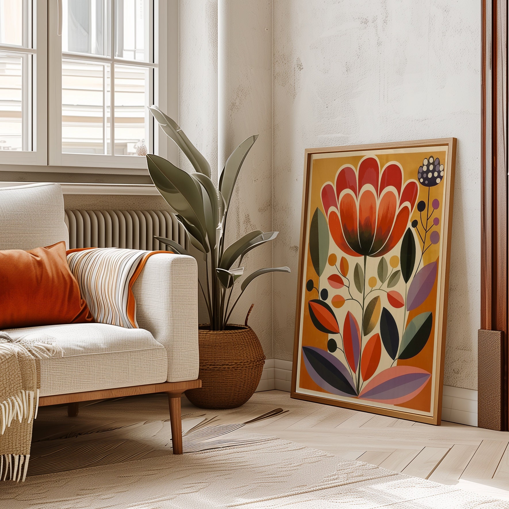 Scandinavian Art Norwegian Folk Art Floral Print Set of 2 Nordic Wall ...