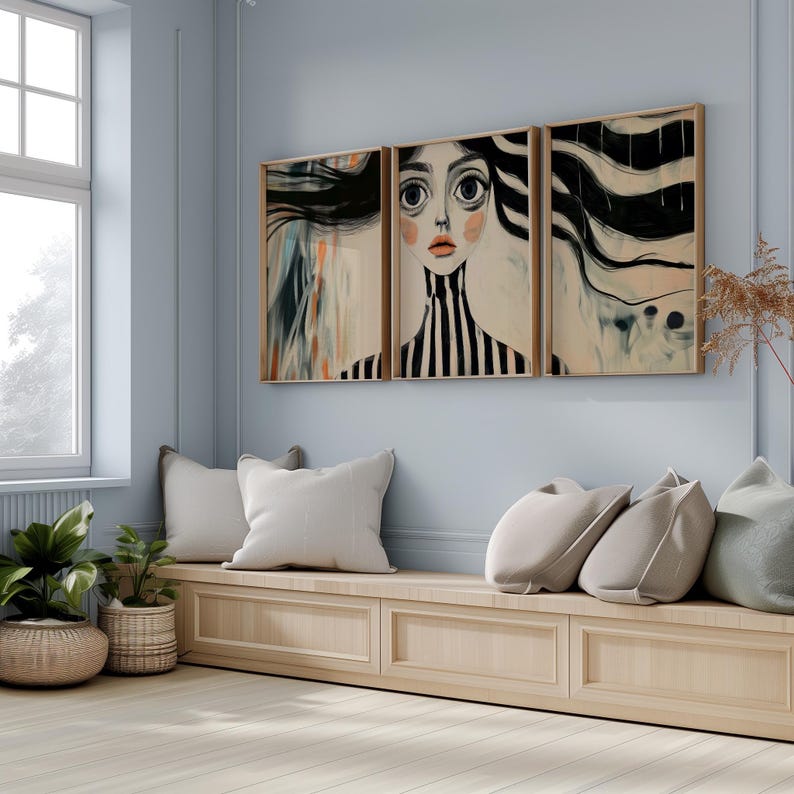 Abstract Face Art Eclectic Wall Art Surreal Colourful Prints Trendy Prints For Home Minimalist Face Wall Art Abstract Painting Big Eyes Art image 6