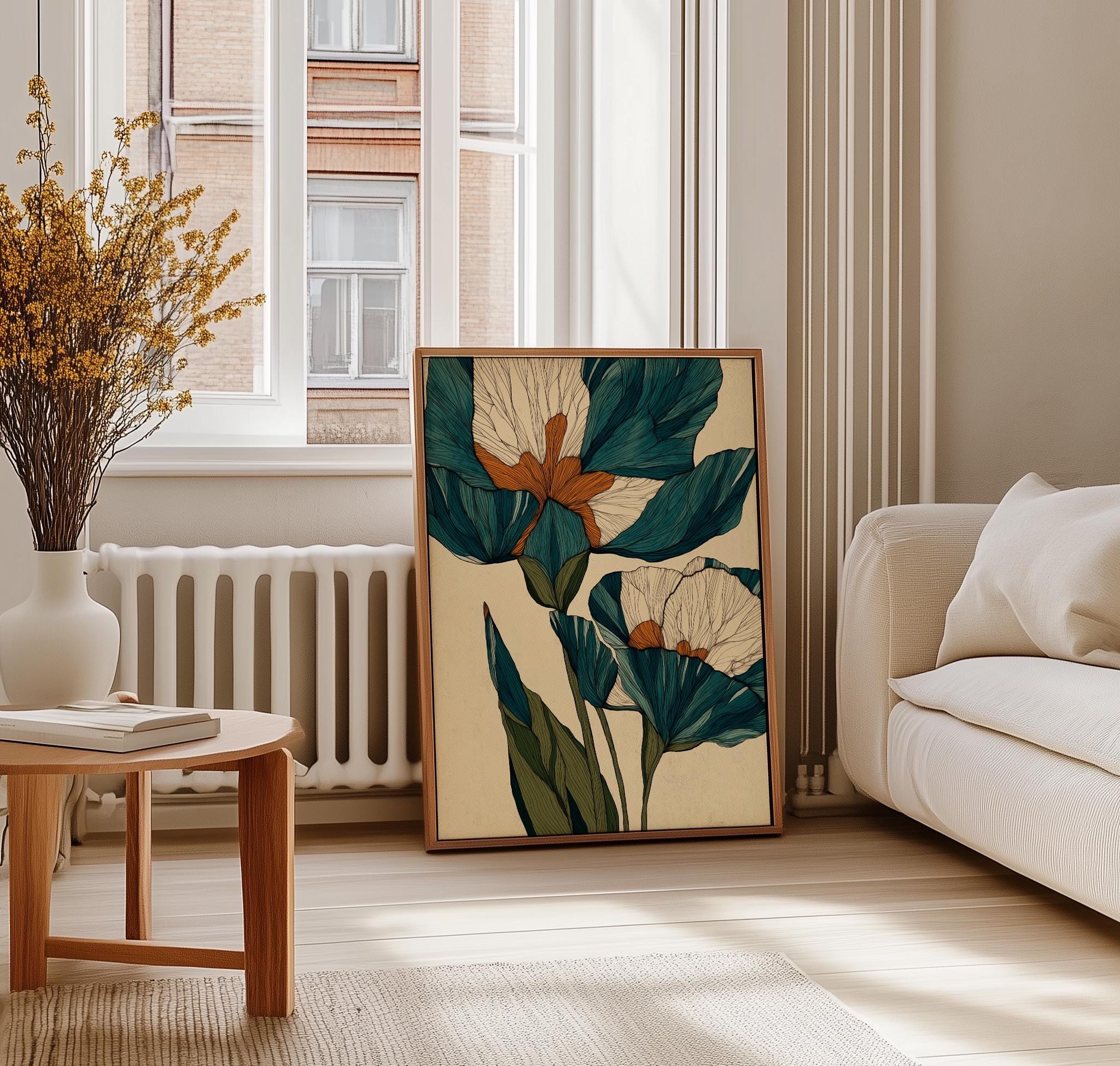 Abstract Botanical Art Modern Flower Wall Art Botanical Bedroom Print ...