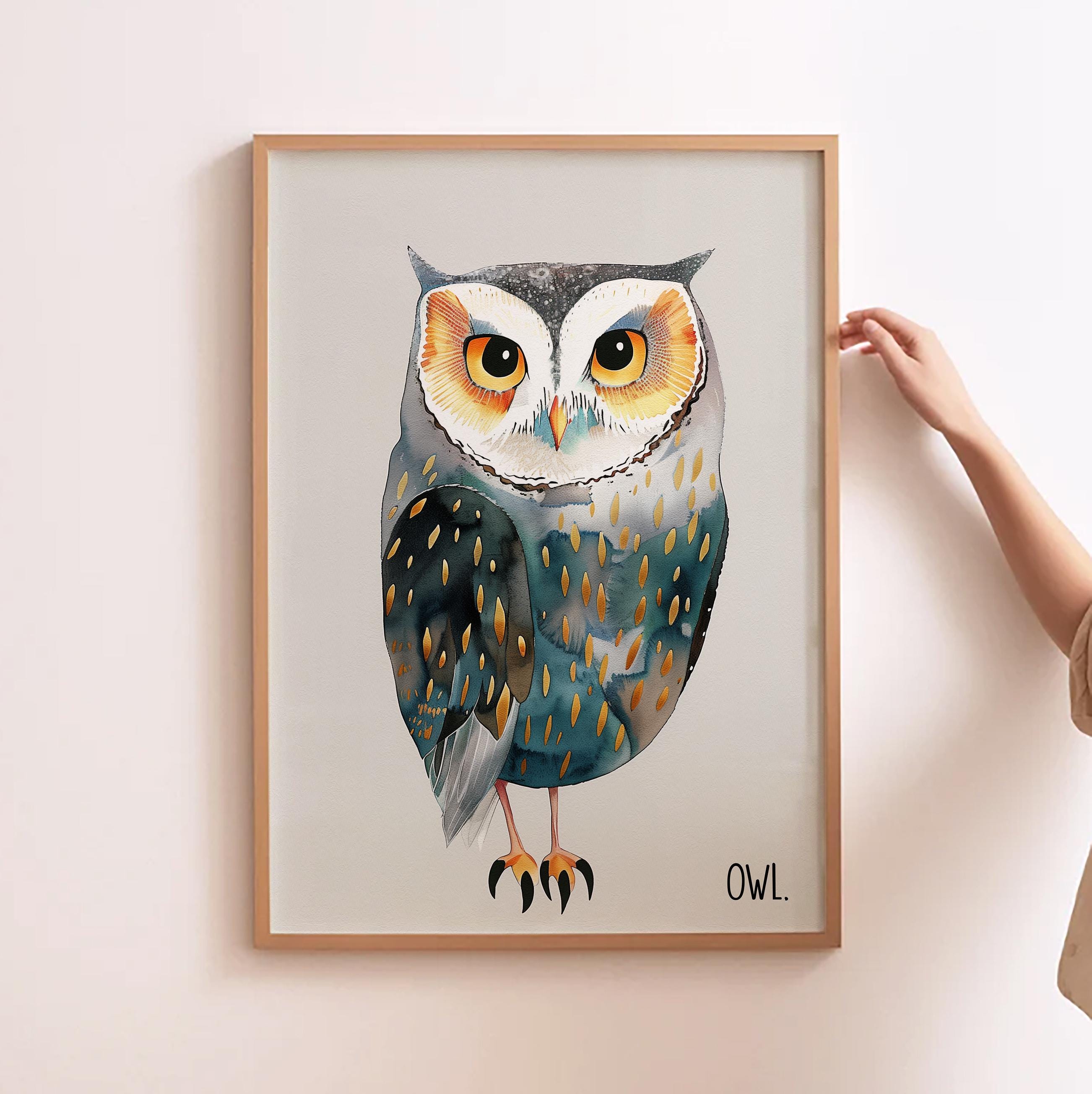 Owl Wall Art, Scandi Owl Nursery Print Scandinavian Folk Art Norwegian Owl Print Nordic Wall Art Dec