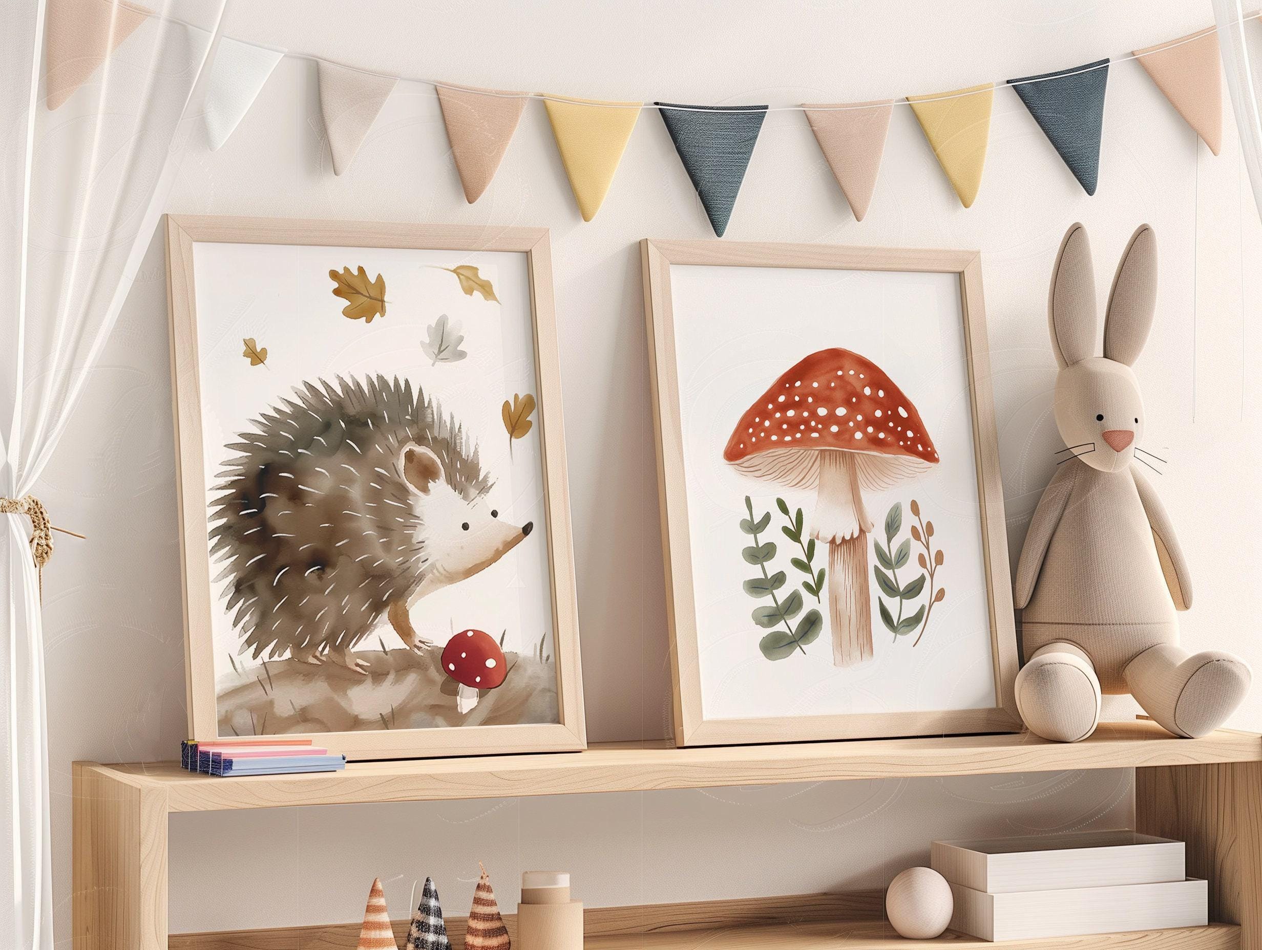Woodland Nursery Art Set of 3 Mushroom Print Woodland Prints Forest ...
