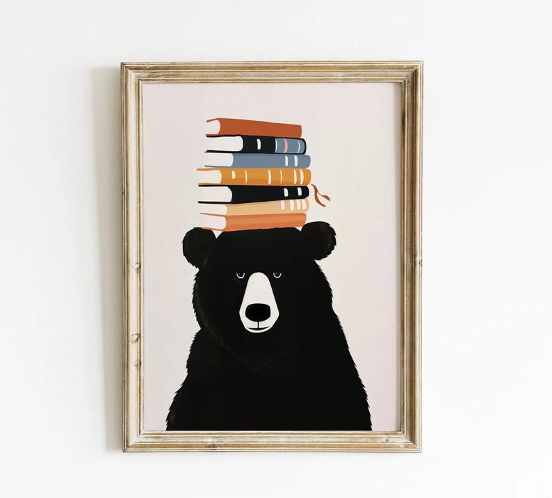 Arte mural para amantes de los libros, impresiones de lectura para habitación infantil, decoración de biblioteca, póster de lectura para niños, impresiones con cita "Solo una página más" imagen 3