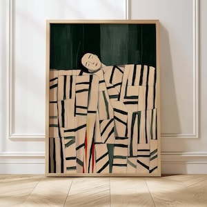 Abstract People Art Mid Century Print Modern Abstract Art Abstract Wall Art Minimalist Print Living Room Art Female Figure Wall Decor
