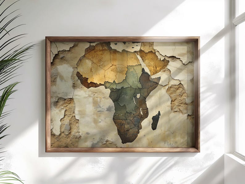 Map of Africa African Pattern Wall Art Afrocentric Prints Contemporary ...
