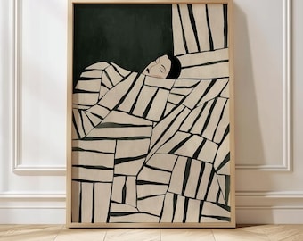 Abstract People Art Mid Century Print Modern Abstract Art Abstract Wall Art Minimalist Print Living Room Art Female Figure Wall Decor