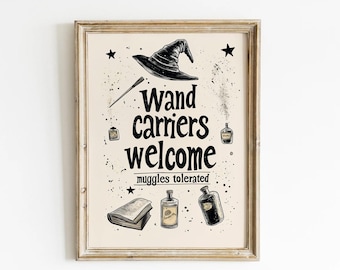 Wizard Wall Art Harry Wand Art Magic Kids Room Sign Wizard World Decor Magic Birthday Party Poster Kids Room Sign Witches and Wizards Poster