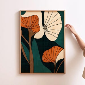 Abstract Botanical Art Floral Set of 2 Modern Flower Wall Art Botanical ...