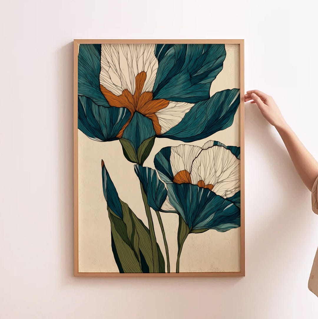 Abstract Botanical Art Modern Flower Wall Art Botanical Bedroom Print ...