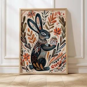 Easter Bunny Wall Art Rabbit Folk Print Hare Nature Illustration Easter Bunny Print Easter Wall Art Decor Scandi Bunny Art Easter Wall Decor