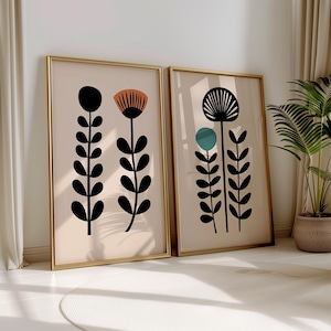 Scandinavian Wall Art Norwegian Folk Prints Floral Art Set of 2 Nordic Wall Art Bedroom Prints Scandi Home Decor Norway Bedroom Art