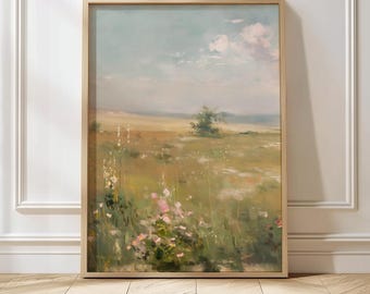 Greenery Wall Art Wildflower Wall Decor Botanical Wall Hanging Floral Nursery Decor Wild Flower Painting Soft Color Wall Decor