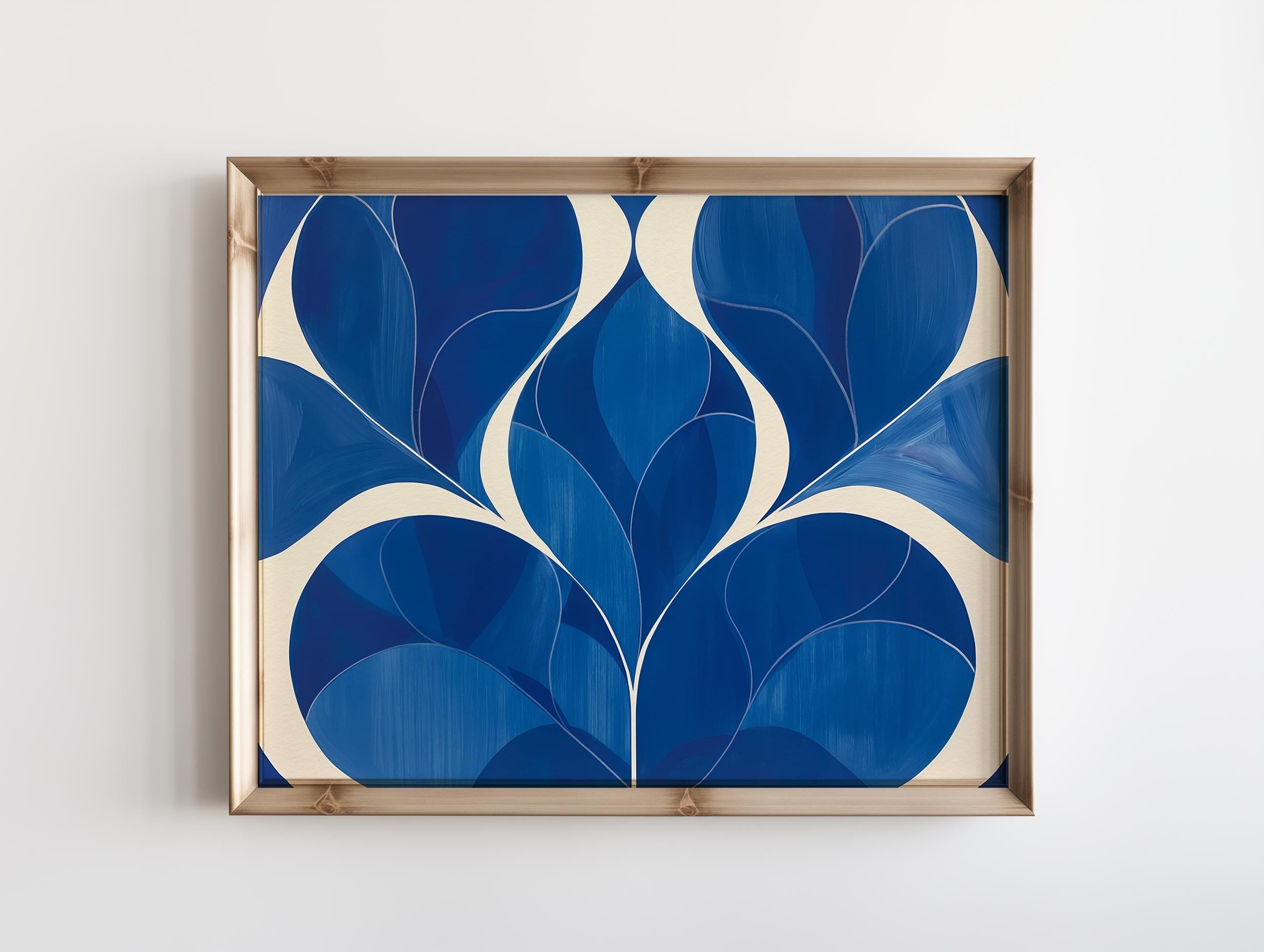Scandinavian Folk Art Nordic Kitchen Print Blue Scandi Wall Art