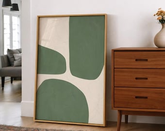 Salbei Grüner Druck, minimalistische Wandkunst, Grünes Japandi Poster