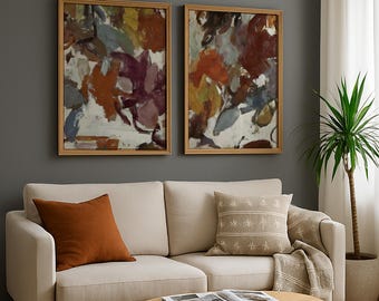 Abstract Botanical Wall Art Set | Colorful Floral Oil Painting | Modern Aesthetic Wall Art | Instant Downloadable Artwork