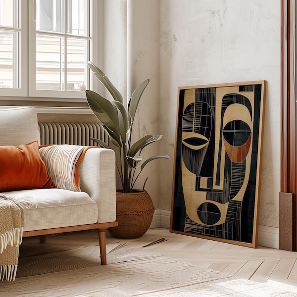 African Abstract Art, African Face Print, African Painting, Matisse Inspired, Minimal Art Decor, Modern Wall Hanging, Contemporary Decor