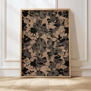 Minimalist Abstract Wall Art, Black on Beige Textured Print, Modern Pattern Art, Neutral Abstract Painting, Contemporary Minimal Wall Decor