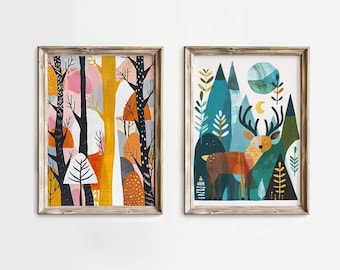 Nordic Nursery Art Kids Mountain Prints Scandi Nursery Decor Nursery Wall Art Adventure Theme Nursery Nordic Style Kids Bedroom Prints