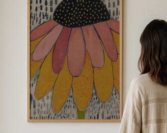 Arte floral moderna, arte de parede floral contemporânea, pôster botânico boho
