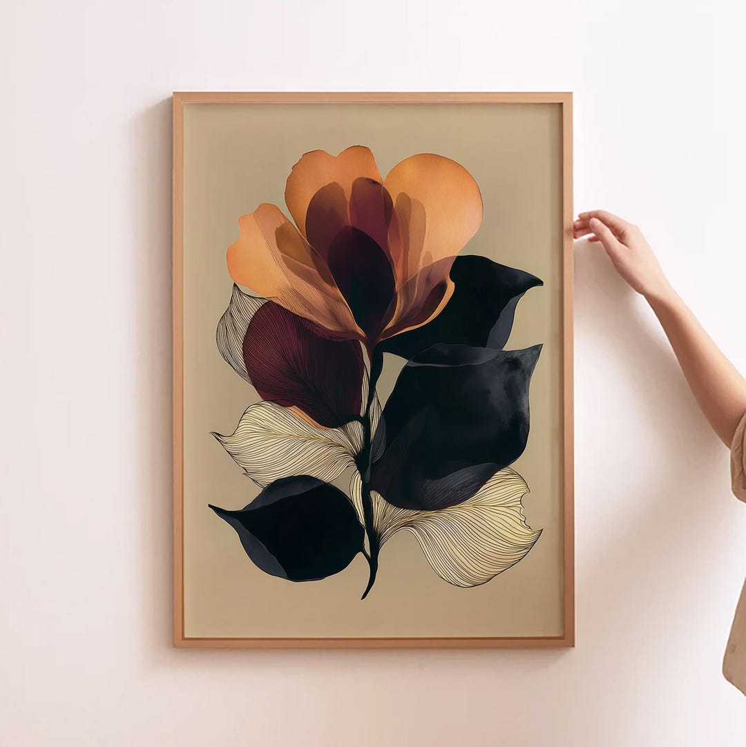 Abstract Flower Art Minimal Floral Print Modern Flower Wall Art ...