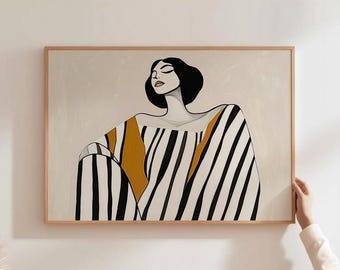 Abstract People Art Mid Century Print Modern Abstract Art Abstract Wall Art Minimalist Print Living Room Art Female Figure Wall Decor