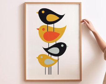 Skandinavischer Vogel Print, Skandinavischer Vogel Print, Skandinavischer Vogel Wandkunst, Mid Century Wandkunst, Mid Century Print Mid Century Modern Print, Skandinavischer Vogel Wandkunst