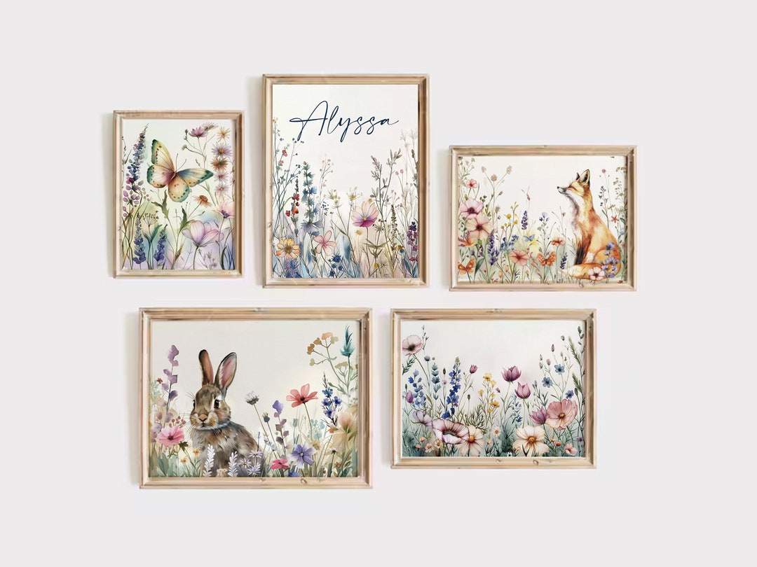 Wildflower Nursery Prints, Custom Name Nursery Art, Wild Flowers ...