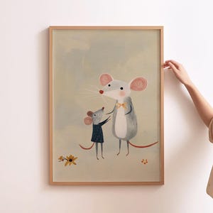 Kleine Maus Illustration für Kinder, Cottagecore Print, Niedliche Maus Illustration für Kinder, Babyzimmer