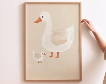 Farmhouse Nursery Art Vintage Nursery Geese Print Art Vintage Duck Sketch Farmhouse Art Vintage Nursery Art Duck Wall Art
