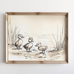 Farmhouse Nursery Print Vintage Nursery Goose Cottagecore Wall Art Vintage Duck Sketch Farmhouse Art Vintage Nursery Art Duck Wall Art