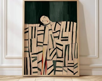 Abstract People Art Mid Century Print Modern Abstract Art Abstract Wall Art Minimalist Print Living Room Art Female Figure Wall Decor