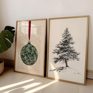 Vintage Christmas Wall Art Printable Holiday Art Traditional Vintage Winter Decor Retro Christmas Art Vintage Winter Wall Prints