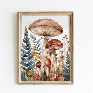 Woodland Mushroom Wall Art Decor Mushroom Print Forest Nursery Decor Woodland Art Print Watercolor Mushroom Wall Art Nursery Woodland Decor