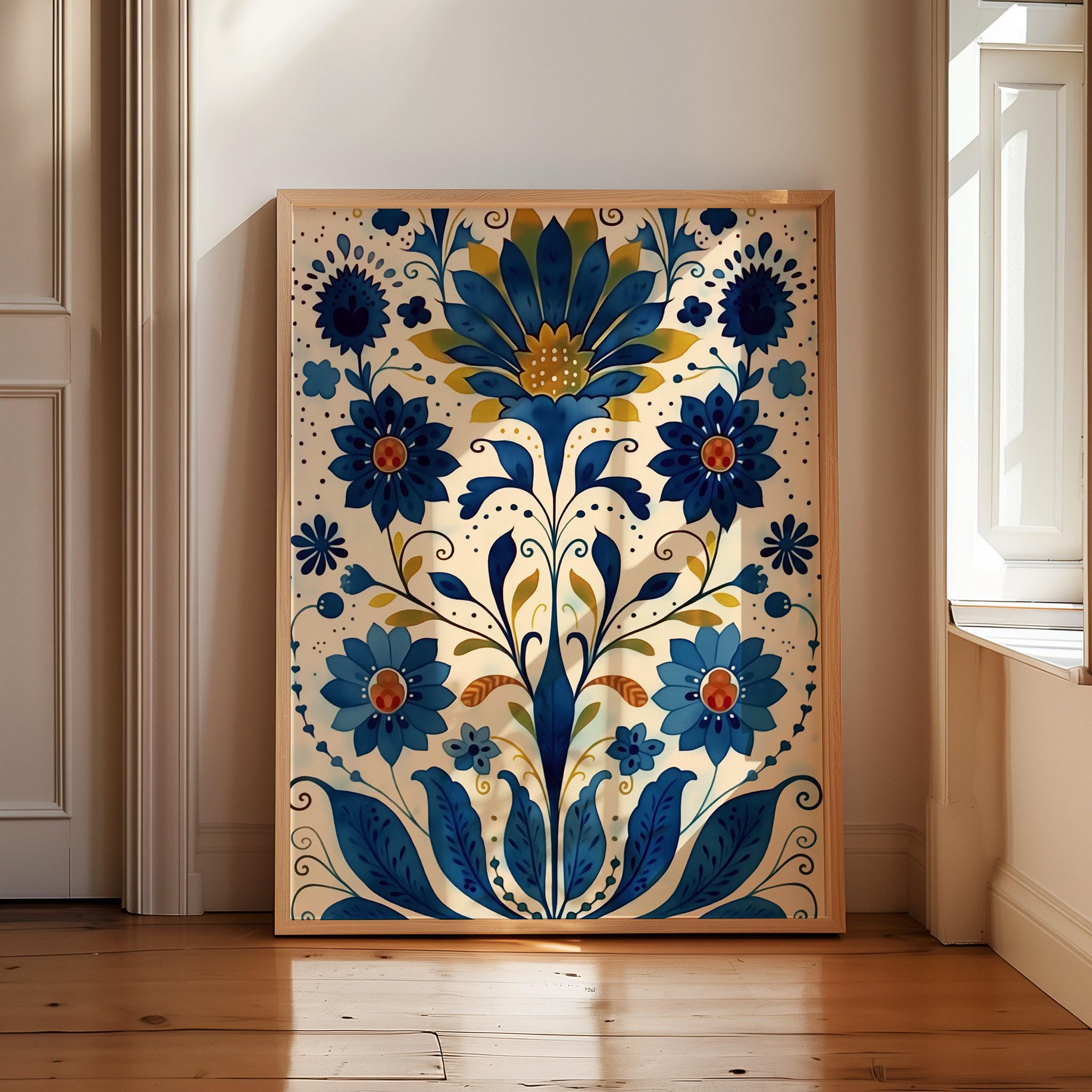 Scandinavian Art Norwegian Folk Art Floral Print Set of 3 Nordic Wall ...