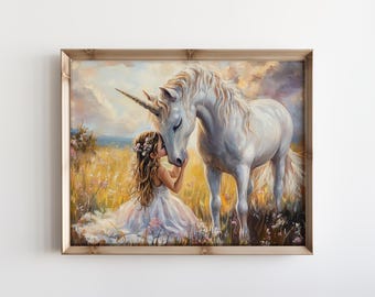 保育園のユニコーンの壁アート ユニコーンのプリント 魔法の保育園の