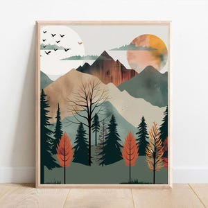 Boy Room Mountain Nursery Art Mountain Print Tree Nursery Decor Nursery Wall Art Adventure Theme Nursery Nordic Style Boys Room Prints image 4