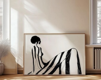 Abstract People Art Mid Century Print Modern Abstract Art Abstract Wall Art Minimalist Print Living Room Art Female Figure Wall Decor