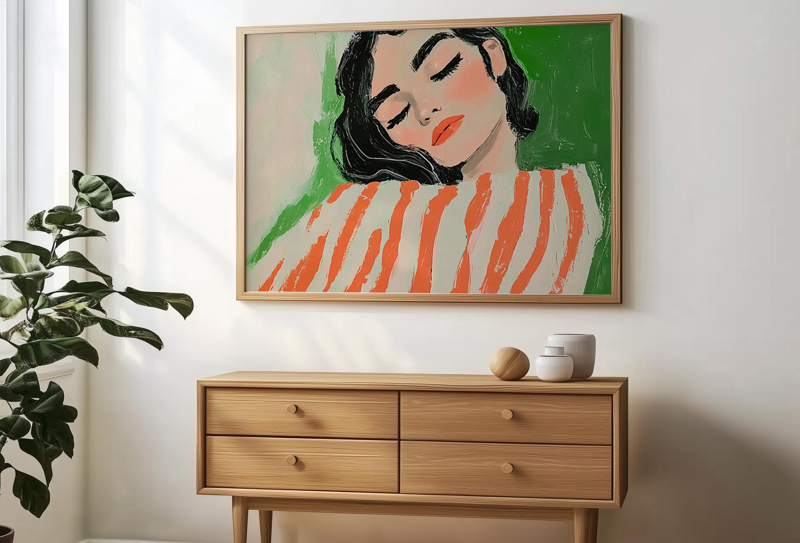 女性の肖像画、モダンな女性のイラスト、カラフルな壁飾り - Etsy 日本
