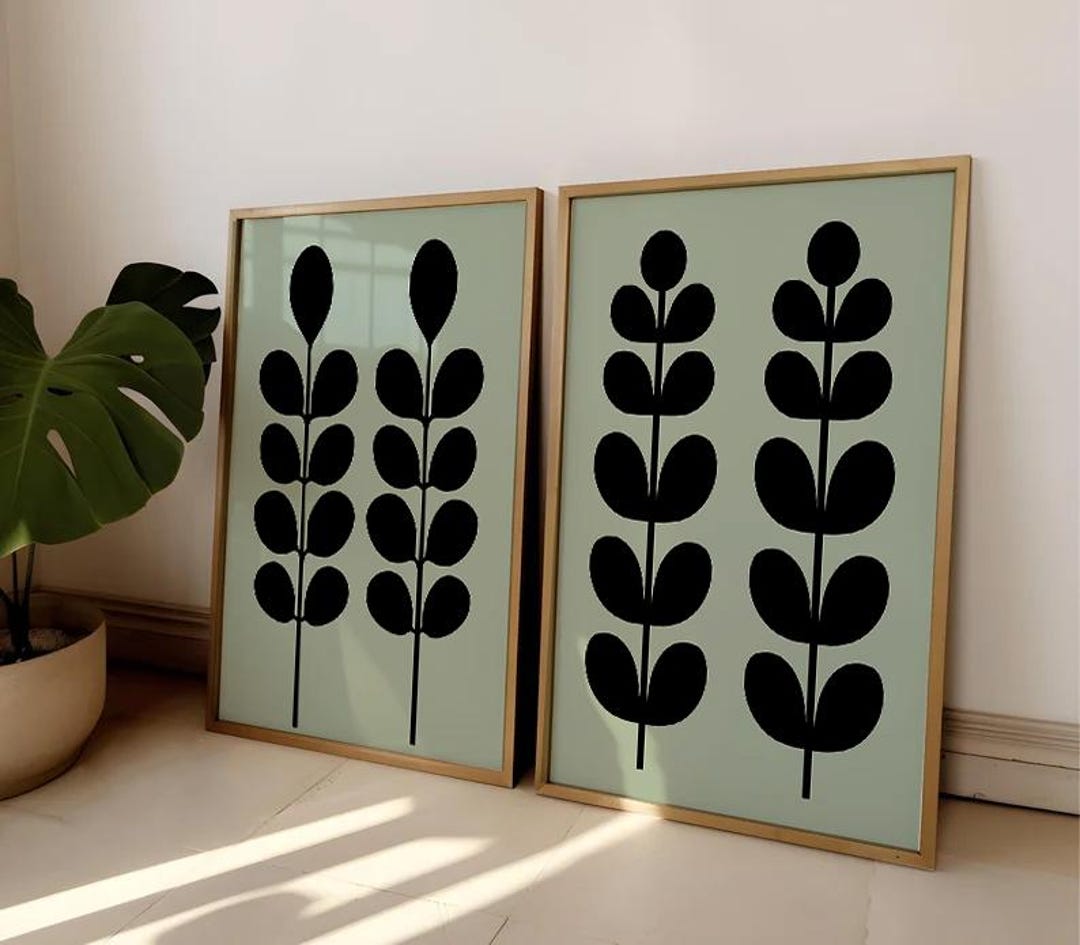 Sage Green Wall Art Abstract Floral Print Mid Century Modern Scandi Art Sage Green Print Nordic Room Decor Botanical Wall Art 1908 Print - Etsy UK