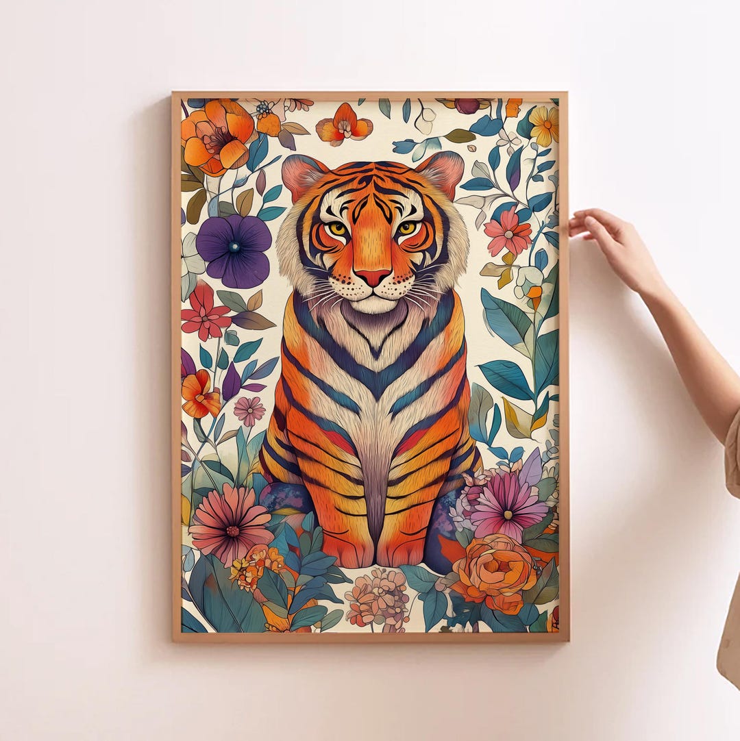 Tiger Art Wall Art Kids Room Jungle Art, Boho Tiger Print Safari ...