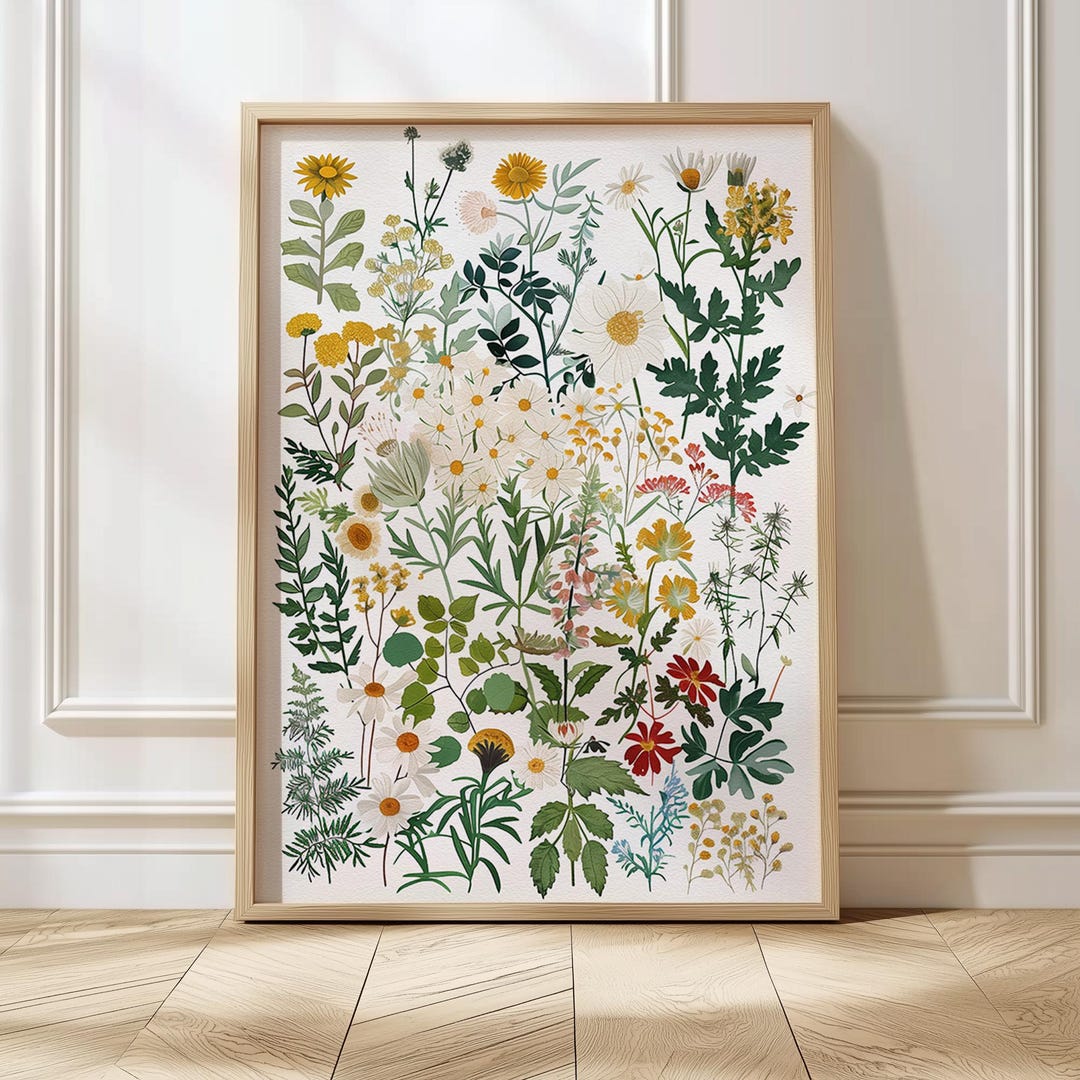 Picture of Greenery Wall Art Wildflower Wall Decor Botanical Wall Hanging Floral ...