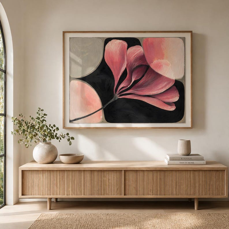 pink-floral-wall-art-abstract-flower-print-modern-botanical-poster