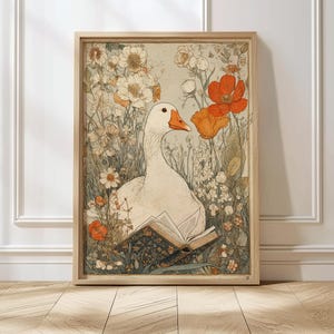 Farmhouse Goose Art Folk Nursery Print Silly Goose Poster Vintage Duck Art Farmhouse Nursery Art Vintage Kitchen Art Goose Wall Art