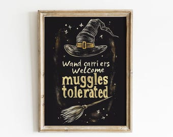 Wizard Wall Art Harry Wand Art Magic Kids Room Sign Wizard World Decor Magic Birthday Party Poster Kids Room Sign Witches and Wizards Poster