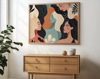 Feministiskt tryck, konst med starka kvinnor, feministisk väggkonst, kvinnotryck, tjejkrafttryck, konst med kvinnors egenmakt, kvinnoillustration, feministisk konst