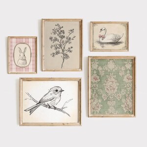 Láminas de guardería vintage Láminas de guardería con diseño de patos Arte de guardería de estilo rústico Decoración de pared con flores silvestres Láminas de guardería para niña Arte de pared vintage para habitación de bebé imagen 1