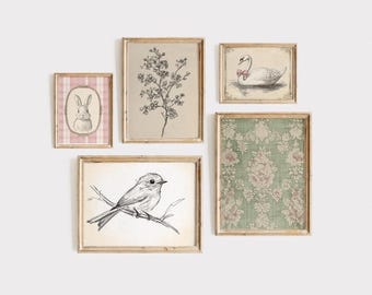 Vintage Nursery Prints Duck Nursery Prints Farmhouse Nursery Art Wildflower Wall Decor Baby Girl Nursery Prints Vintage Baby Room Wall Art