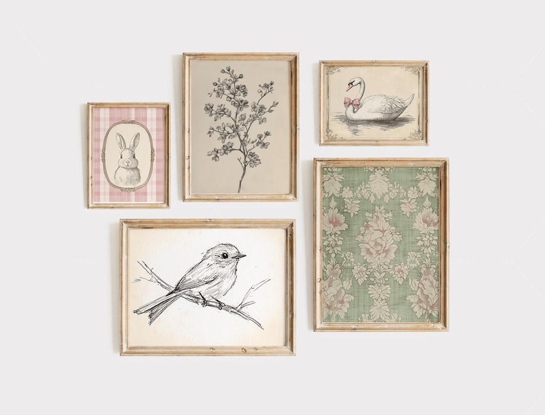 Láminas de guardería vintage Láminas de guardería con diseño de patos Arte de guardería de estilo rústico Decoración de pared con flores silvestres Láminas de guardería para niña Arte de pared vintage para habitación de bebé imagen 1